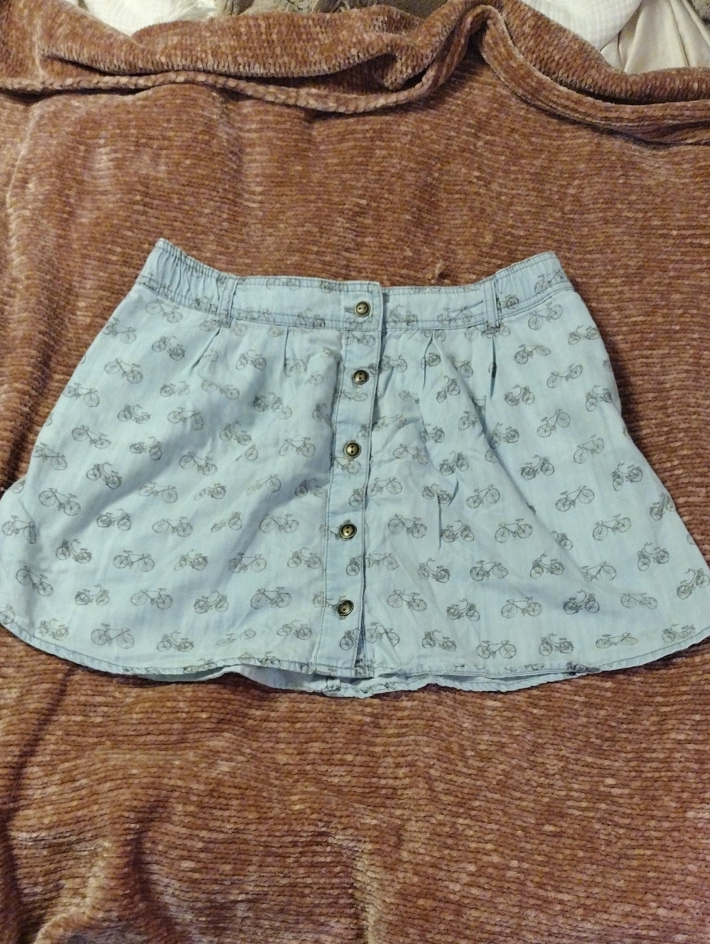 life in progress Light Blue Bicycle-Print Button-Front Skater Skirt